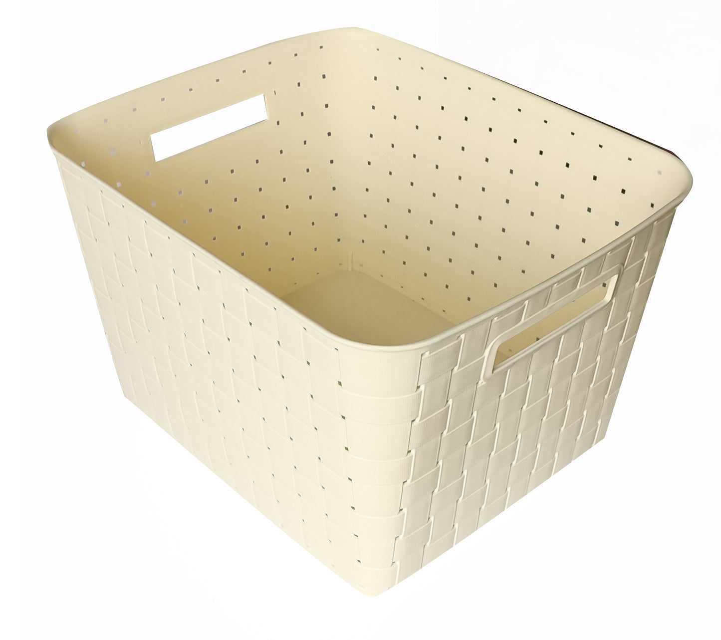 Plastic Extra Large Storage Baskets Pearl White Colour with side view