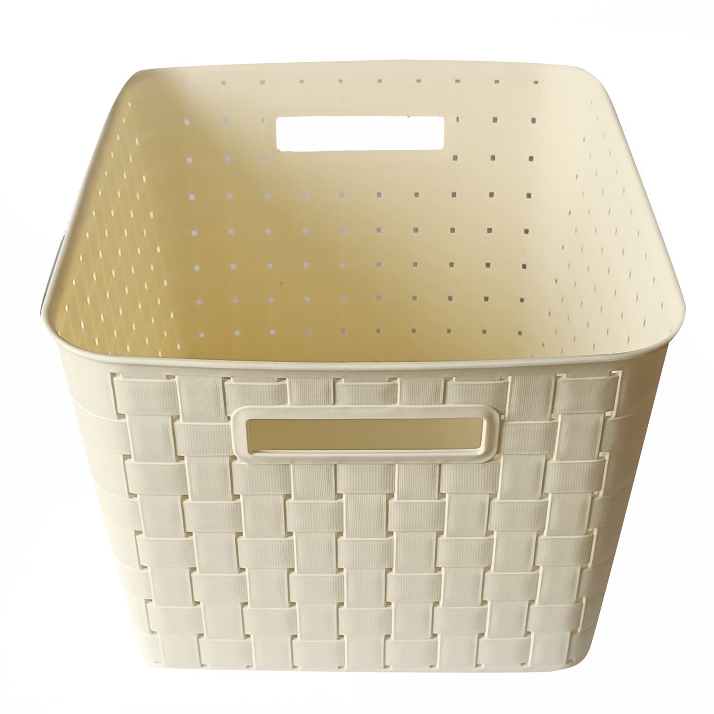 Plastic Extra Large Storage Baskets Pearl White Colour with side & upper view