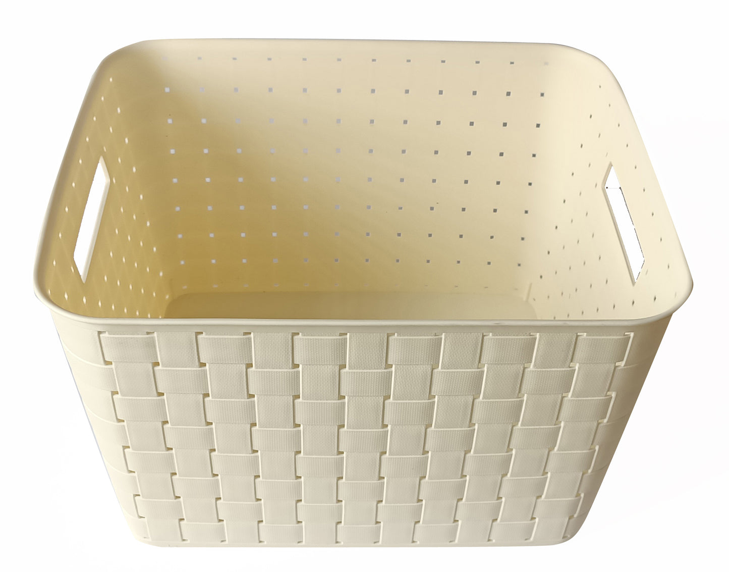Plastic Extra Large Storage Baskets Pearl White Colour with side & upper view