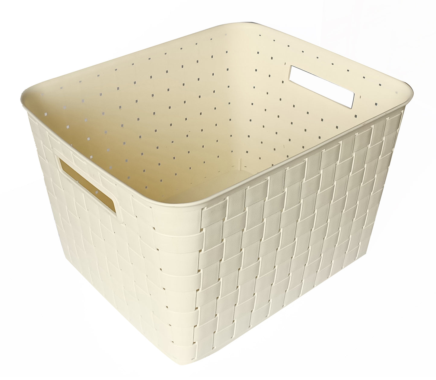 Plastic Extra Large Storage Baskets Pearl White Colour with side & upper view