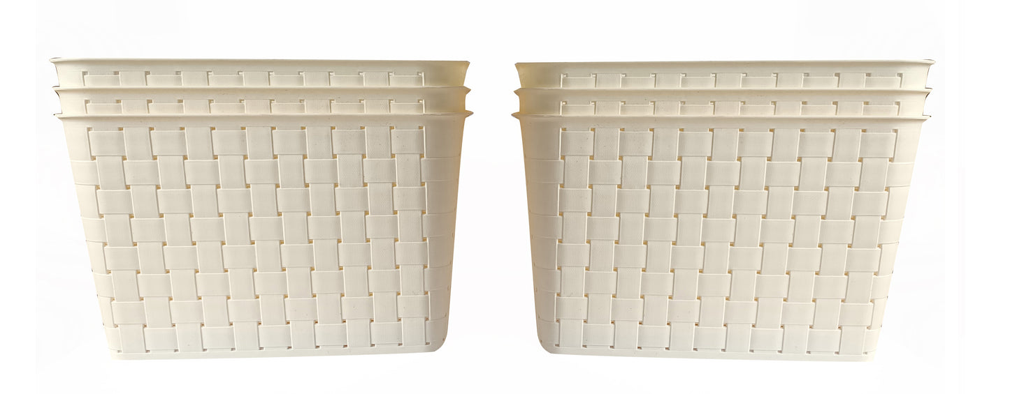 Plastic Checkered Extra Large Storage Baskets Pearl White Colour Size 35 x 30 x 23 cm without lid
