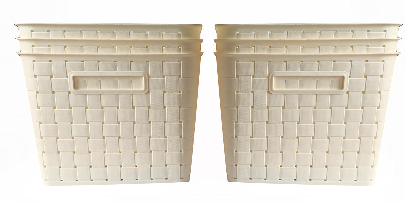 Plastic Checkered Extra Large Storage Baskets Pearl White Colour Size 35 x 30 x 23 cm without lid