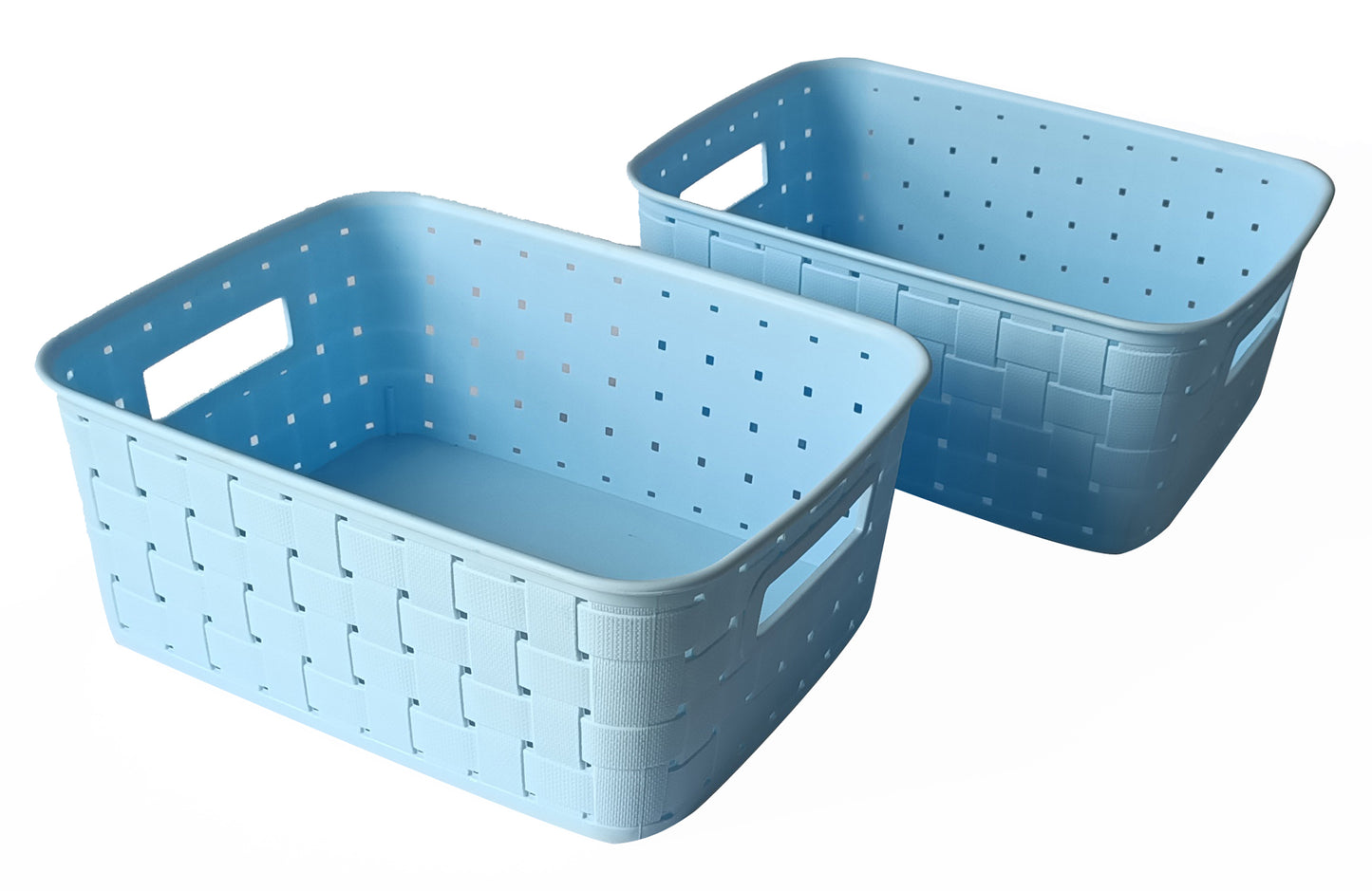 Plastic Checkered Medium Storage Baskets Sky Blue Colour Size 25 x 20 x 10 cm