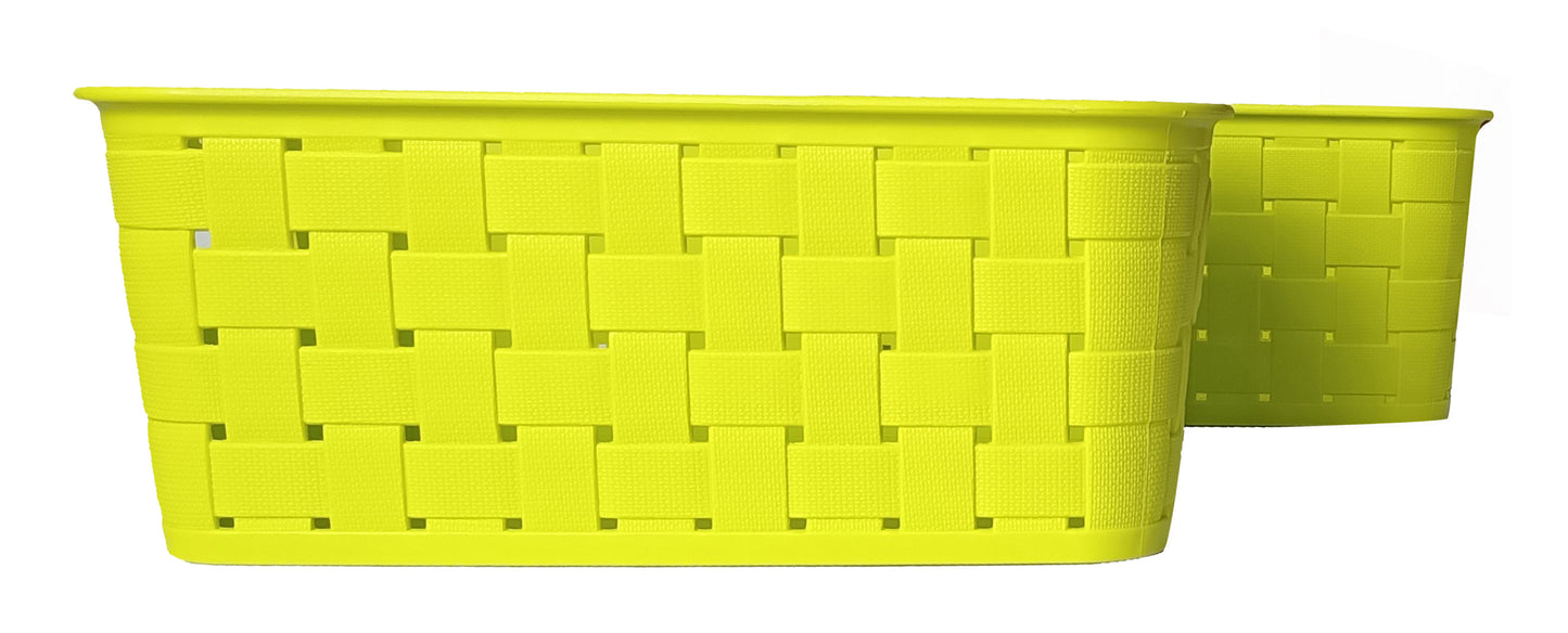 Plastic Checkered Medium Storage Baskets Parrot Green Colour Size 25 x 20 x 10 cm