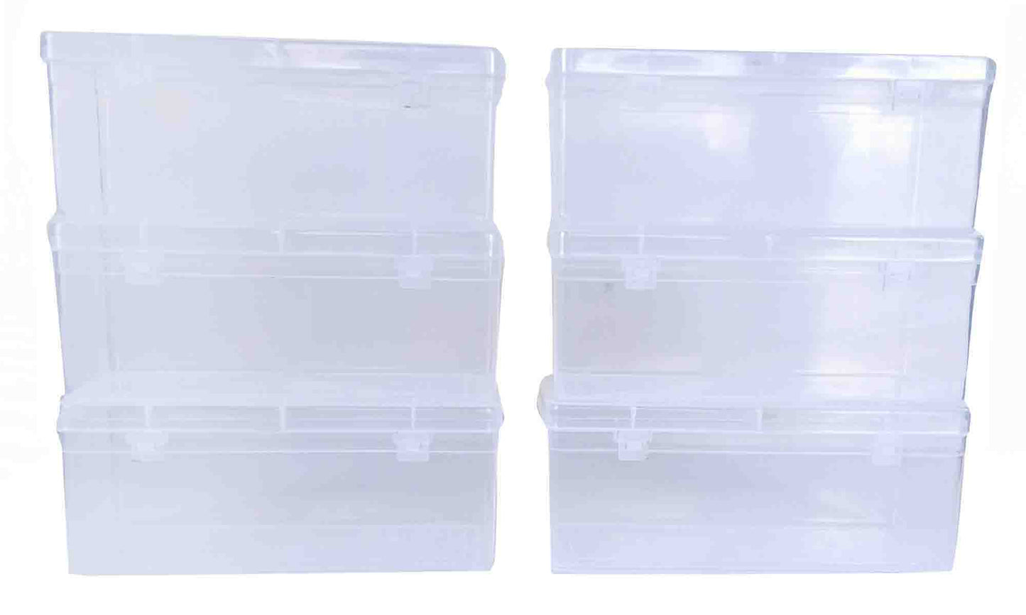 Clear Plastic Medium Rectangular Storage Boxes set of 6
