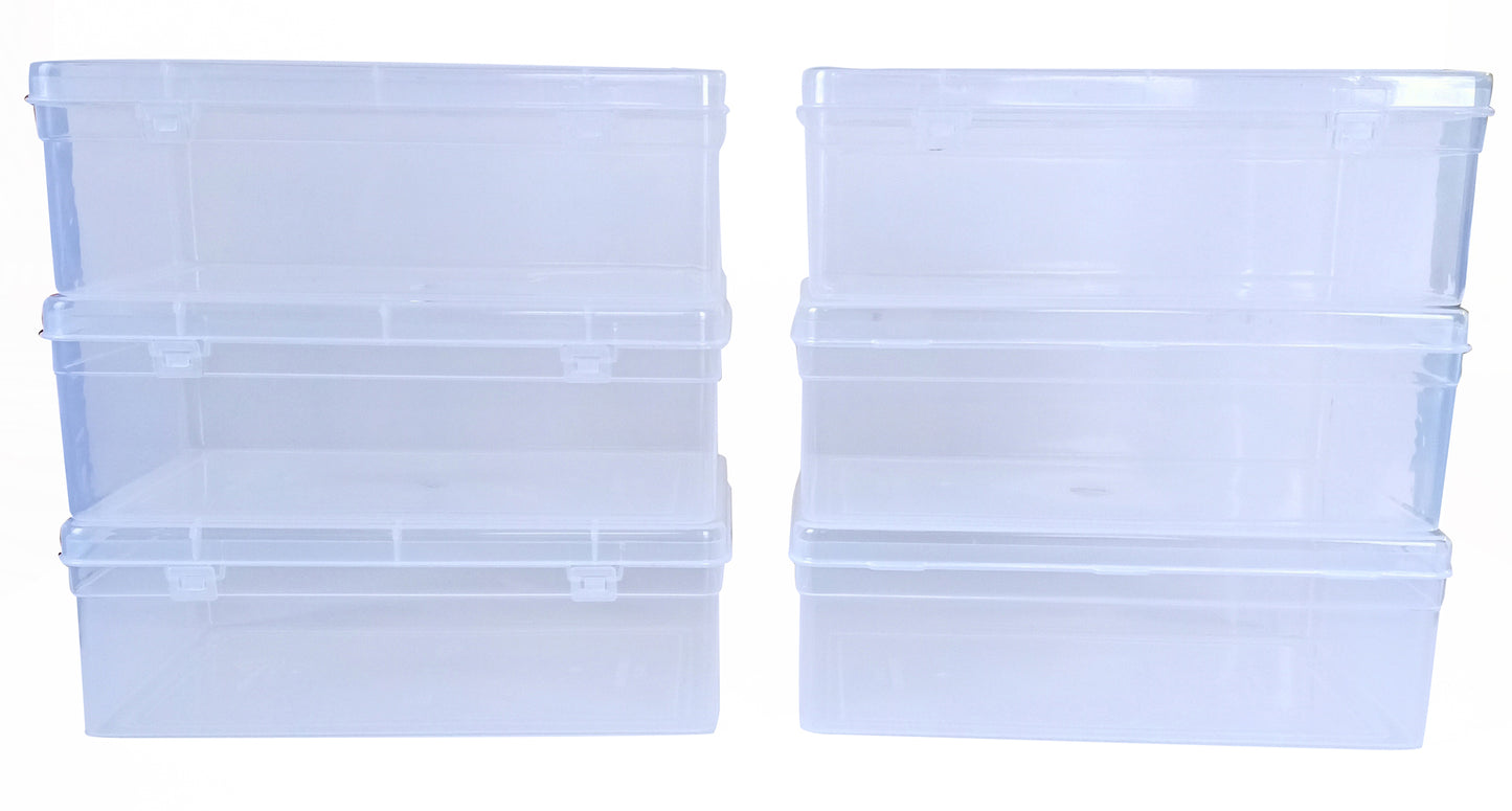 Clear Plastic Rectangular Medium Storage Boxes set of 6