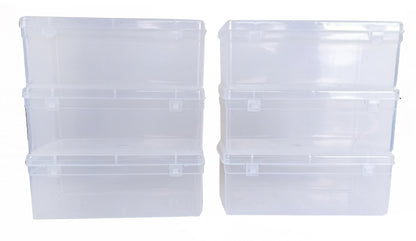 Clear Plastic Bright Medium Rectangular Storage Boxes set of six