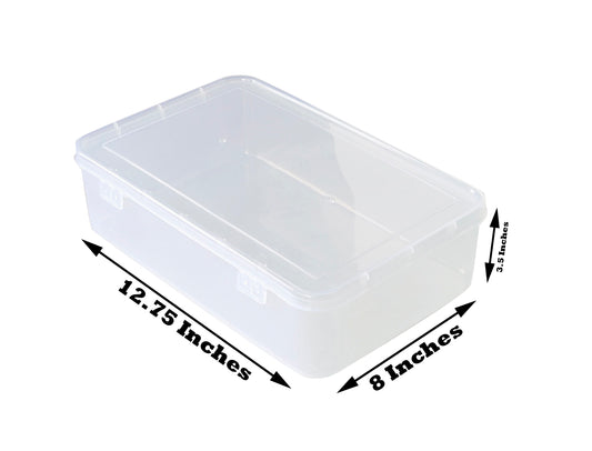 Clear Plastic Extra Large Storage Box showing box size