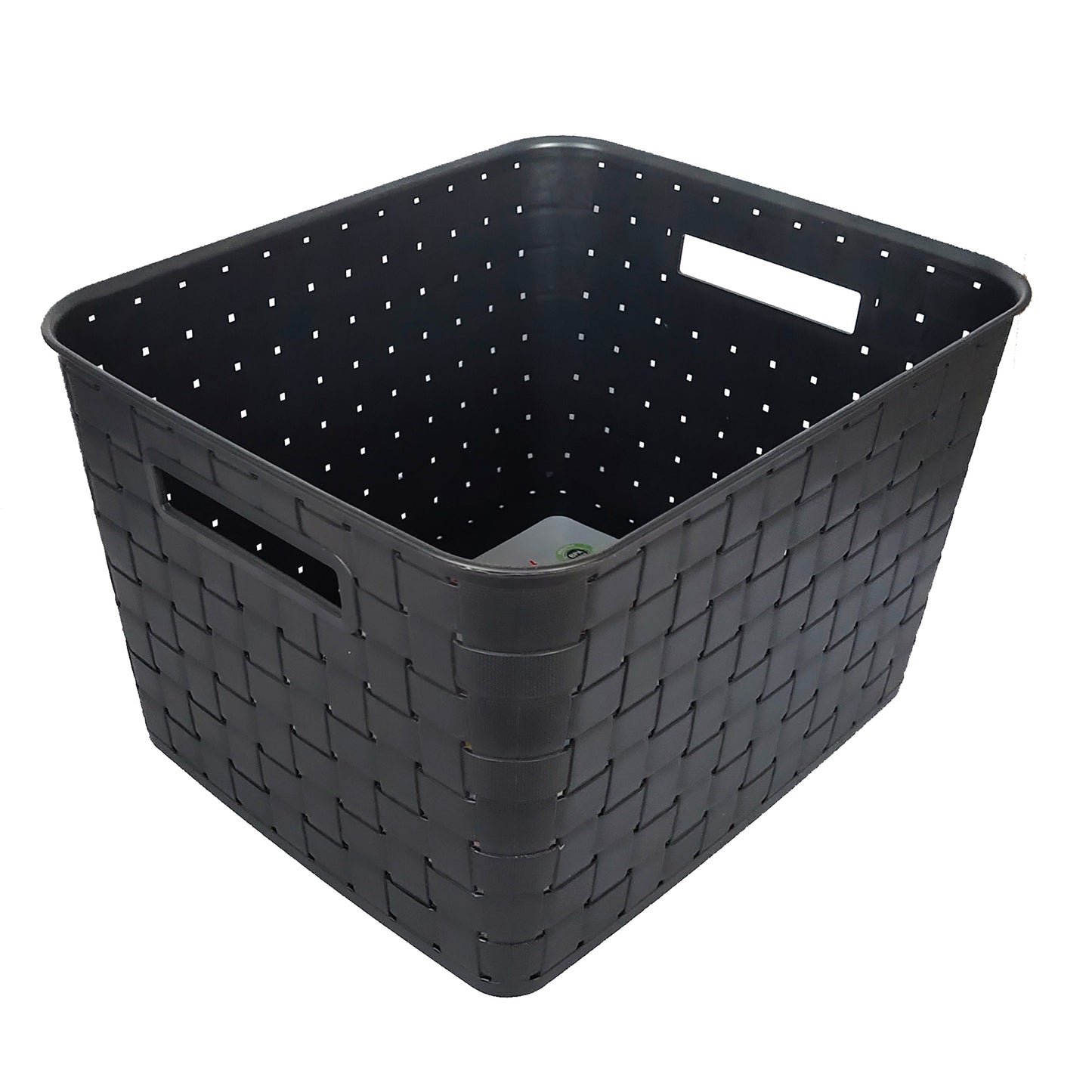 Plastic Extra Large Storage Baskets Charcoal Black Colour with side & upper view set of 1