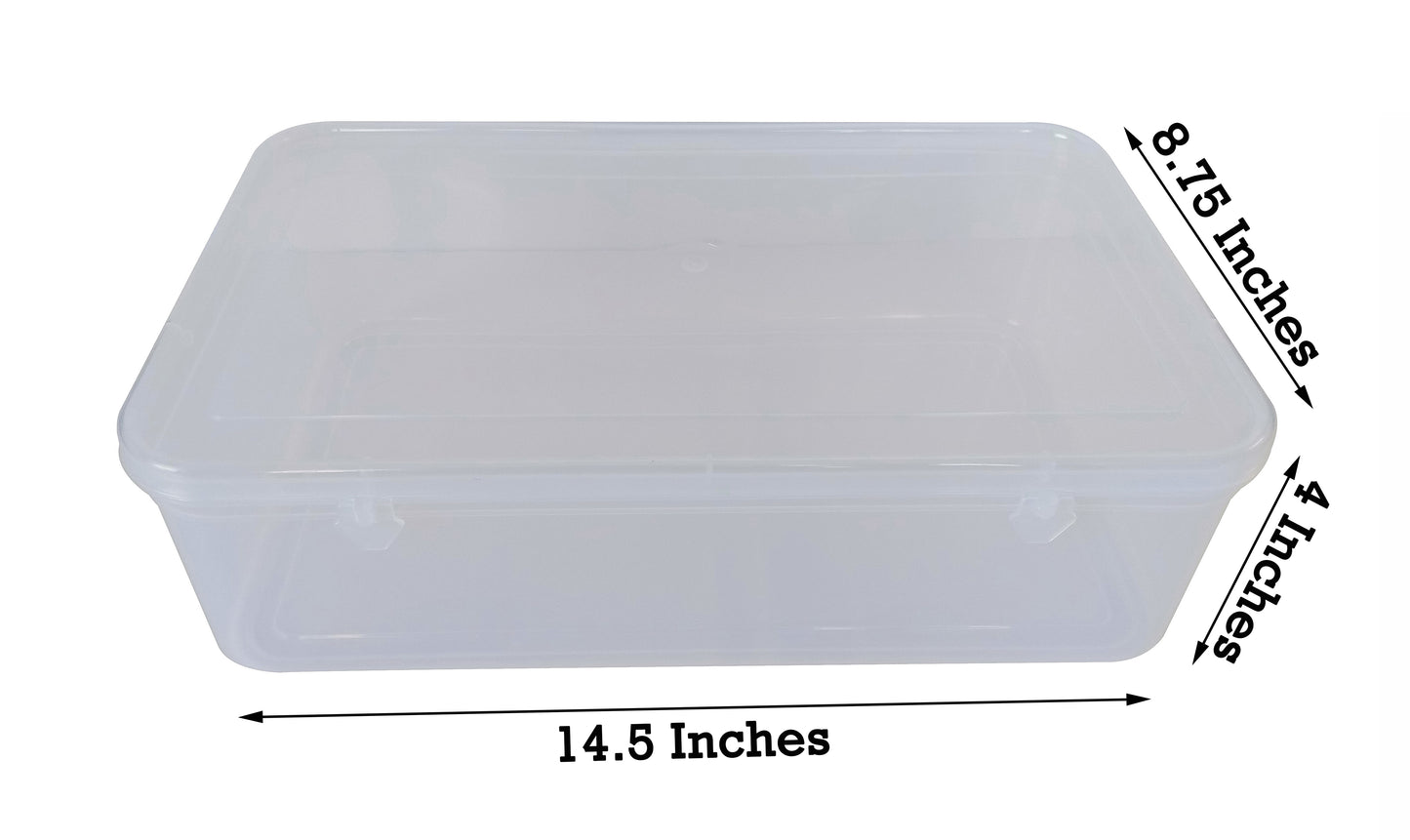 Clear Plastic Extra Large Storage Box showing box size