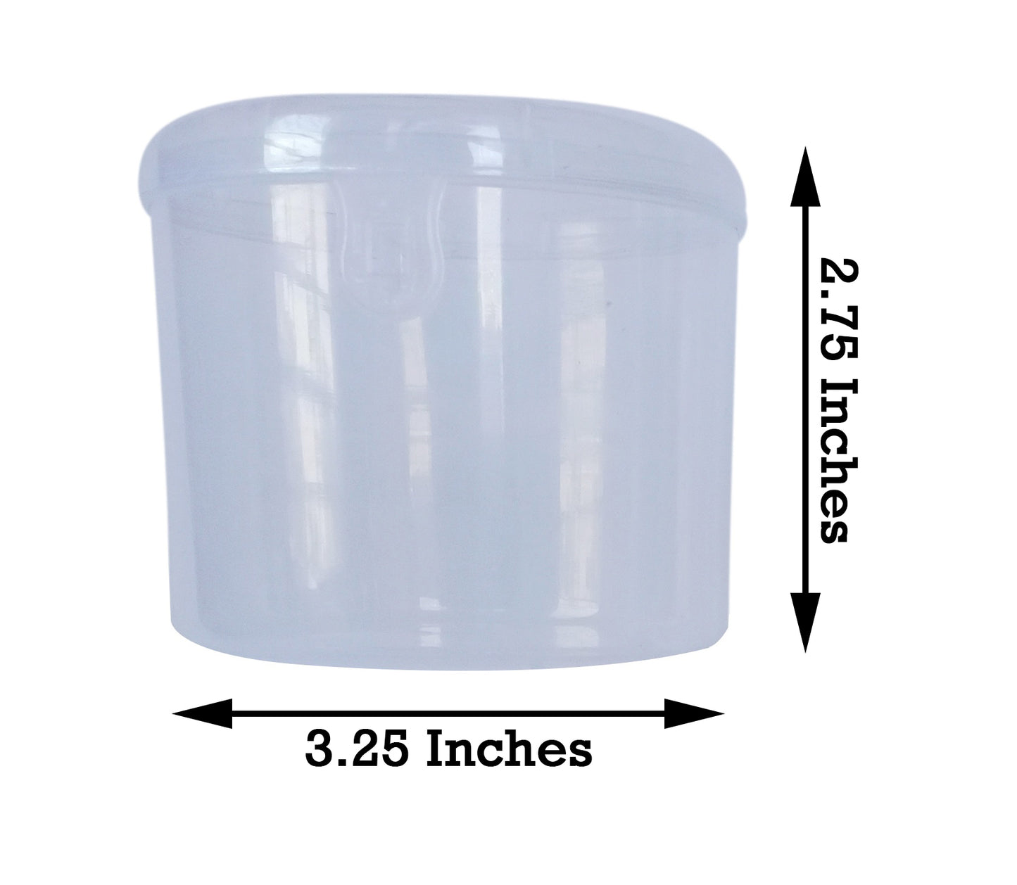 Plastic Clear Circular Storage Boxes showing box size
