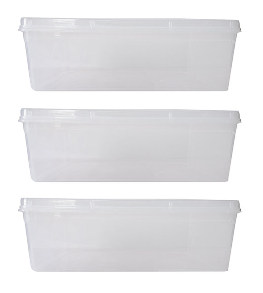Clear Plastic Extra Large Storage Boxes - Fully Detachable Lid set of 3