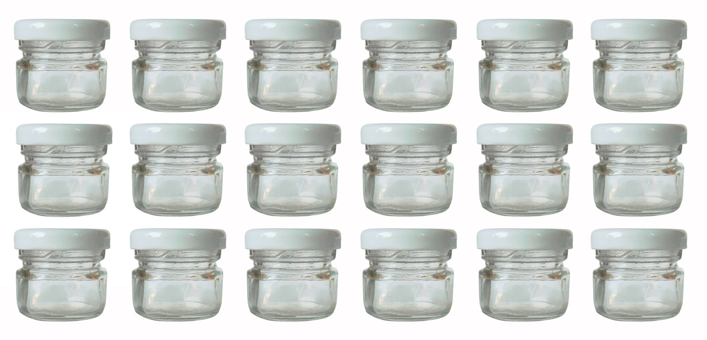 Small 32 ml Glass Mason Jars with Airtight White Cap Multi Purpose Jar/Pickle Jars (Set of 6)