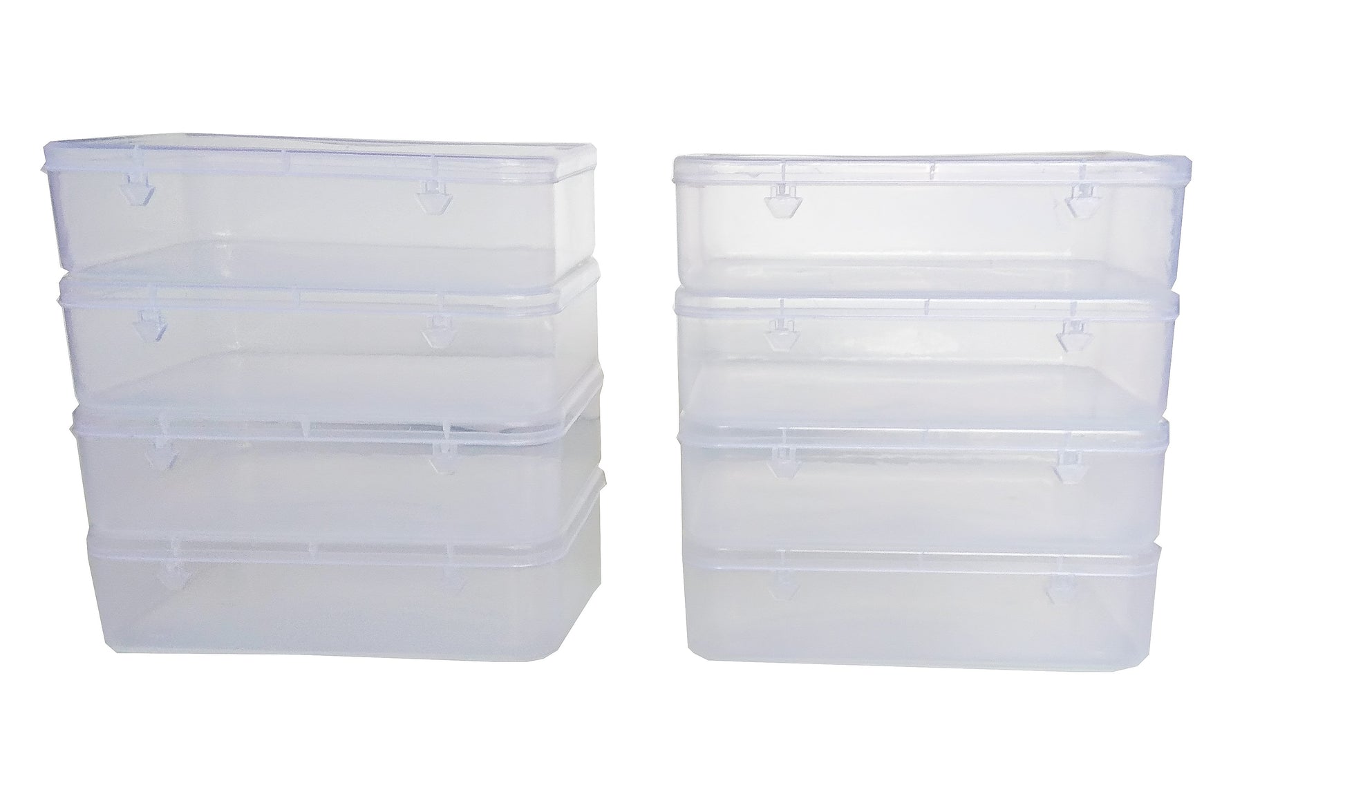 Clear Plastic Bright Medium Rectangular Storage Boxes det of 8