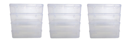 Clear Plastic Bright Medium Rectangular Storage Boxes set of 12