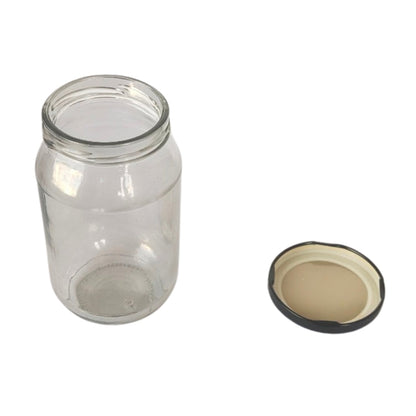 Glass Jars with Black Round opem cap front view set of 1