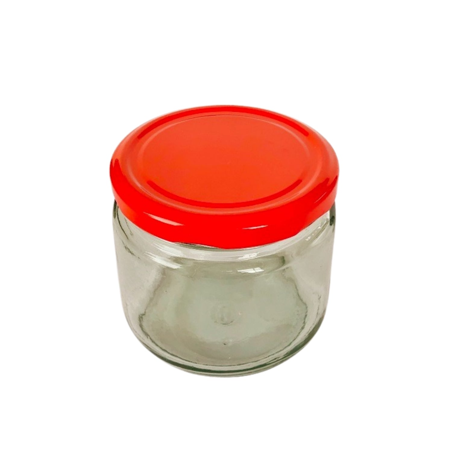 Glass Jars with red cap front and upper view