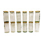 Long Glass Jars with Golden Round cap front view set of 12