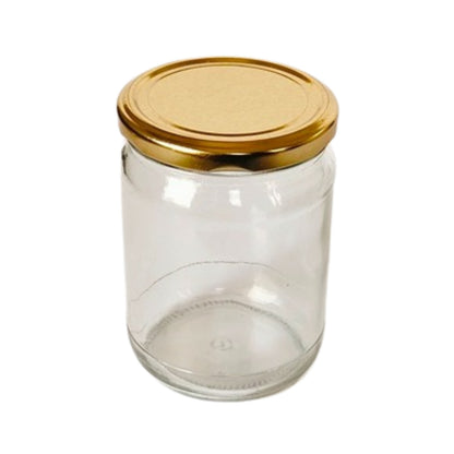 Glass Jars with Golden cap front & upper view set of 1