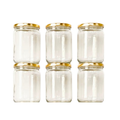 Glass Jars with Golden cap front view set of 6