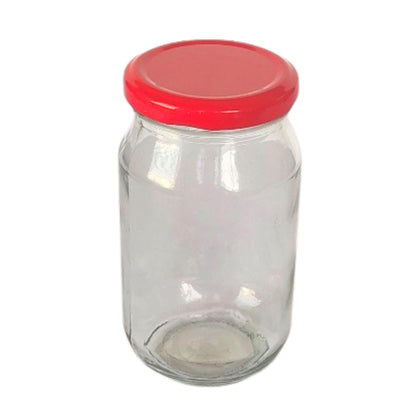 Glass Jars with Red Round cap front view set of 1