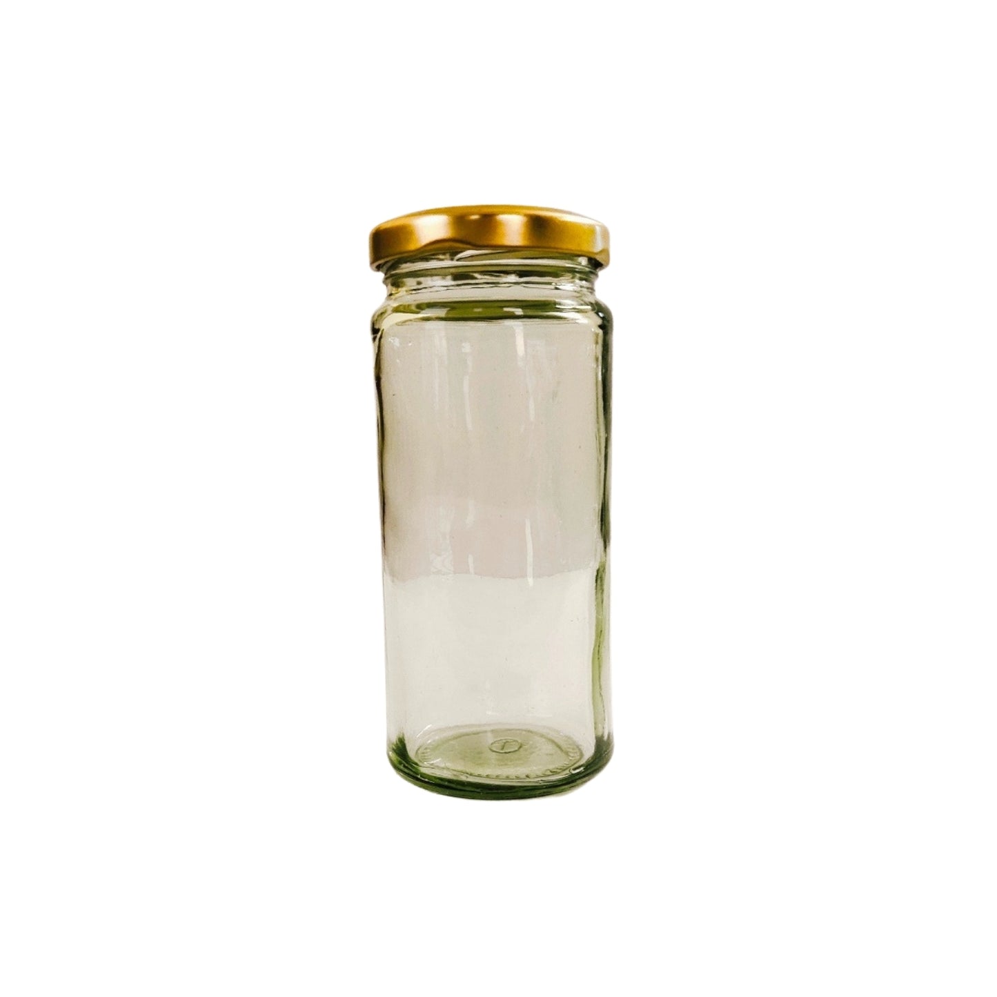 Long Glass Jars with Golden Round cap front view 