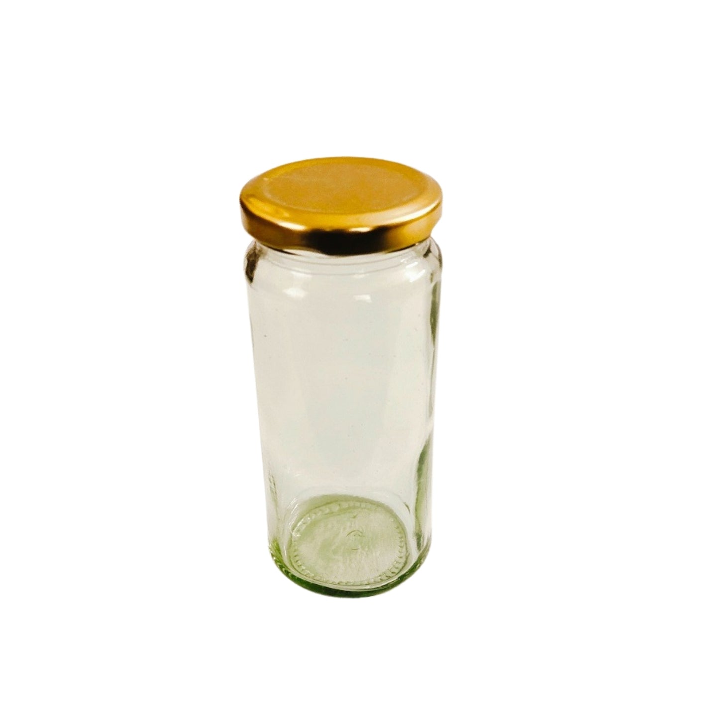 Long Glass Jars with Golden Round cap front & upper view