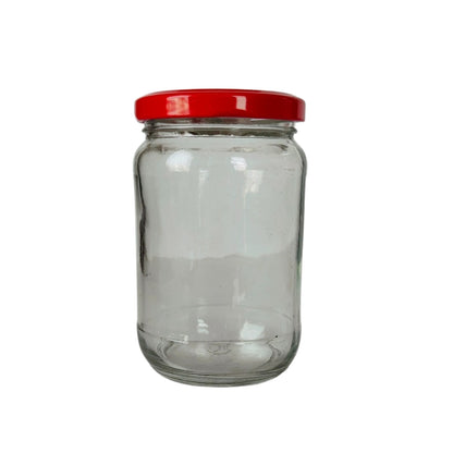 Glass Jars with Red Round cap front view