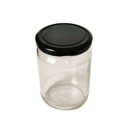 Short 500 ml Glass Mason Jars with Airtight Round Cap Multi Purpose Jar/Pickle Jars (Red, Golden & Black)
