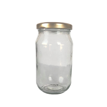 Glass Jars with Golden Round cap front view set of 1