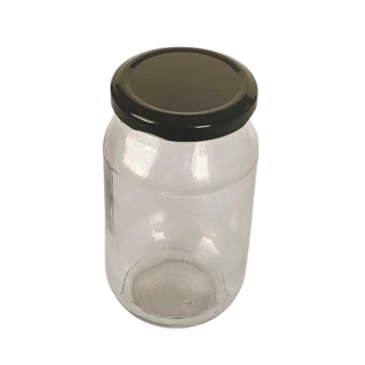 Glass Jars with Red Round cap front  & upper view set of 1