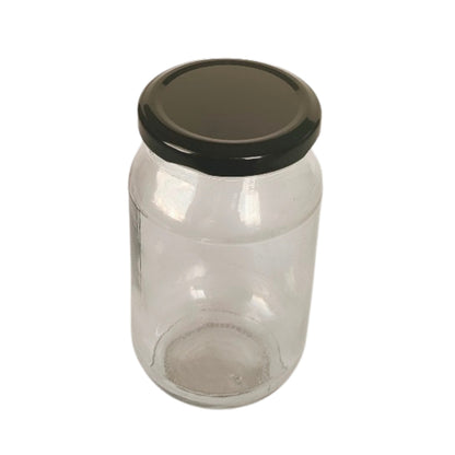 Glass Jars with Red Round cap front  & upper view set of 1