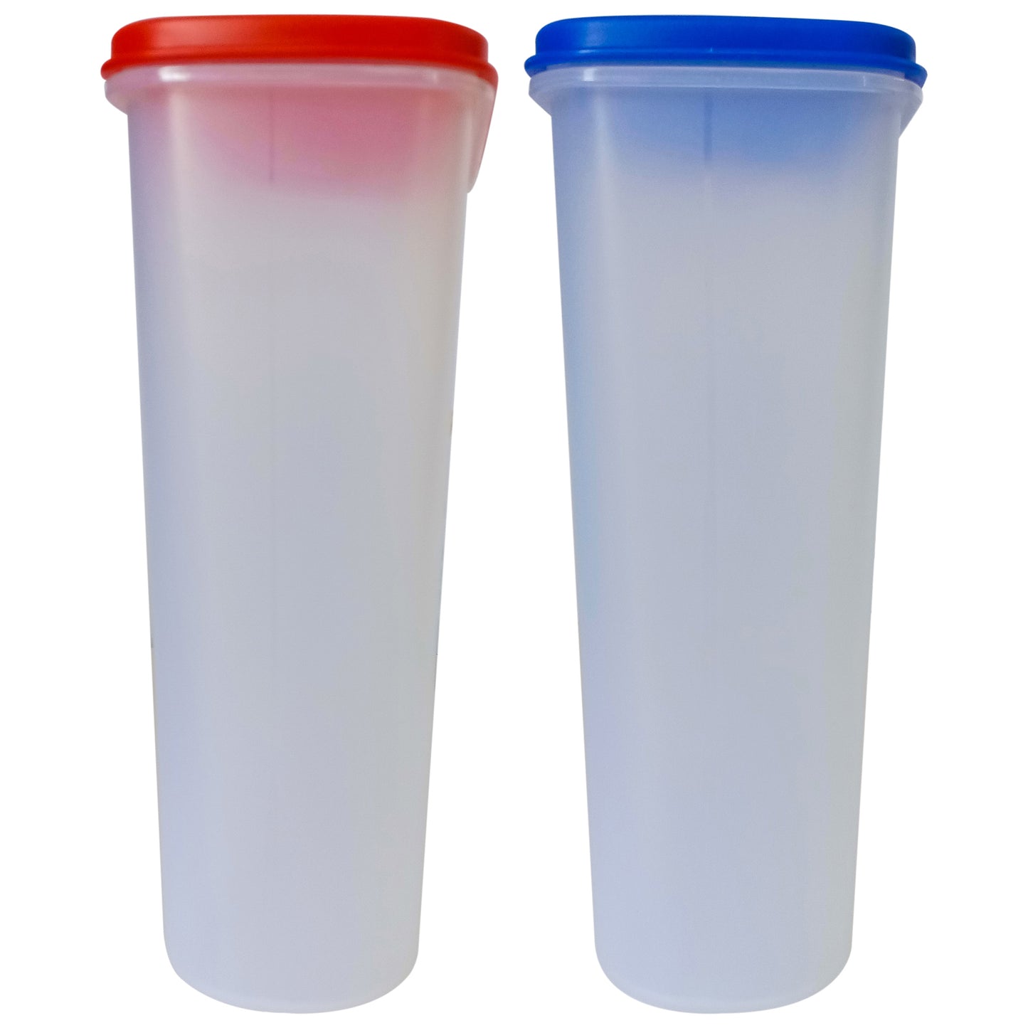 Big Plastic Storage Containers Boxes red & blue cap side view