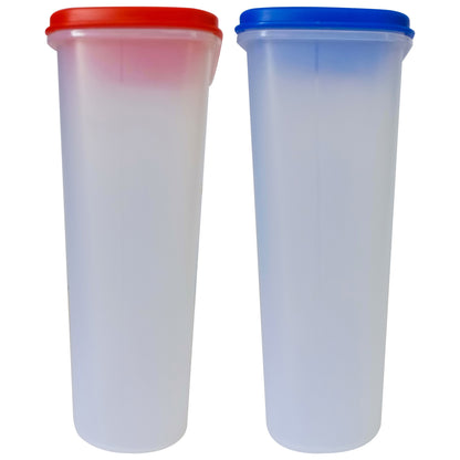 Big Plastic Storage Containers Boxes red & blue cap side view