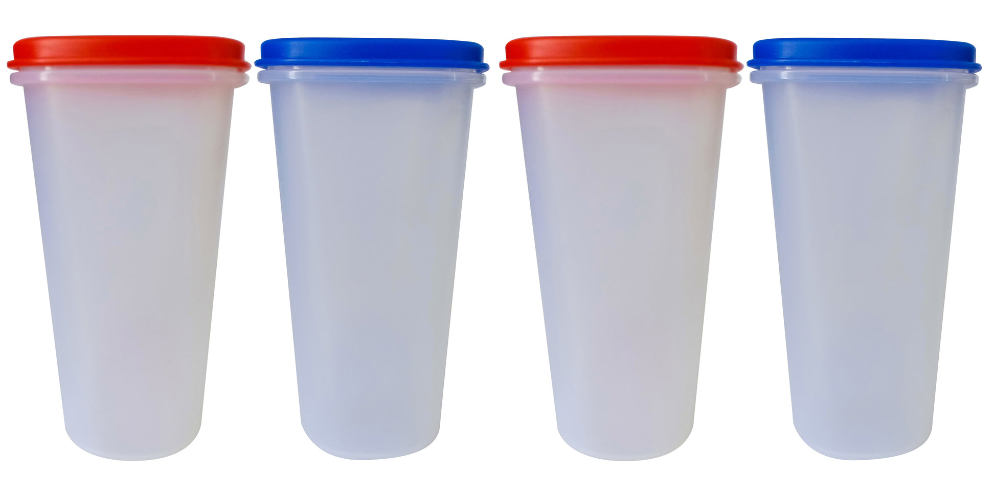 Big Plastic Storage Containers Boxes Size 1.2 L  Red & Blue Cap set of 4 side view
