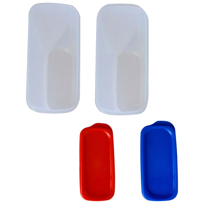 Big Plastic Storage Containers Boxes Size 1.2 L Red & Blue Cap open box set of 2