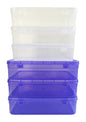 Purple & white Coloured Plastic Large Storage Box set of 6 small to large front view