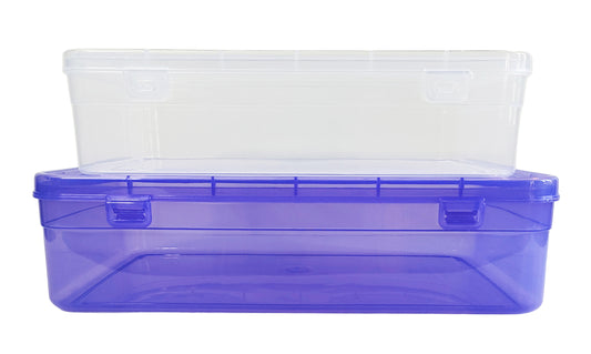 Purple & White Coloured Plastic Large Storage Box front view set of 2