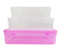 Pink & White Coloured Plastic Large Storage Box set of 3