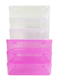 Pink & White Coloured Plastic Large Storage Box set of 6 front view