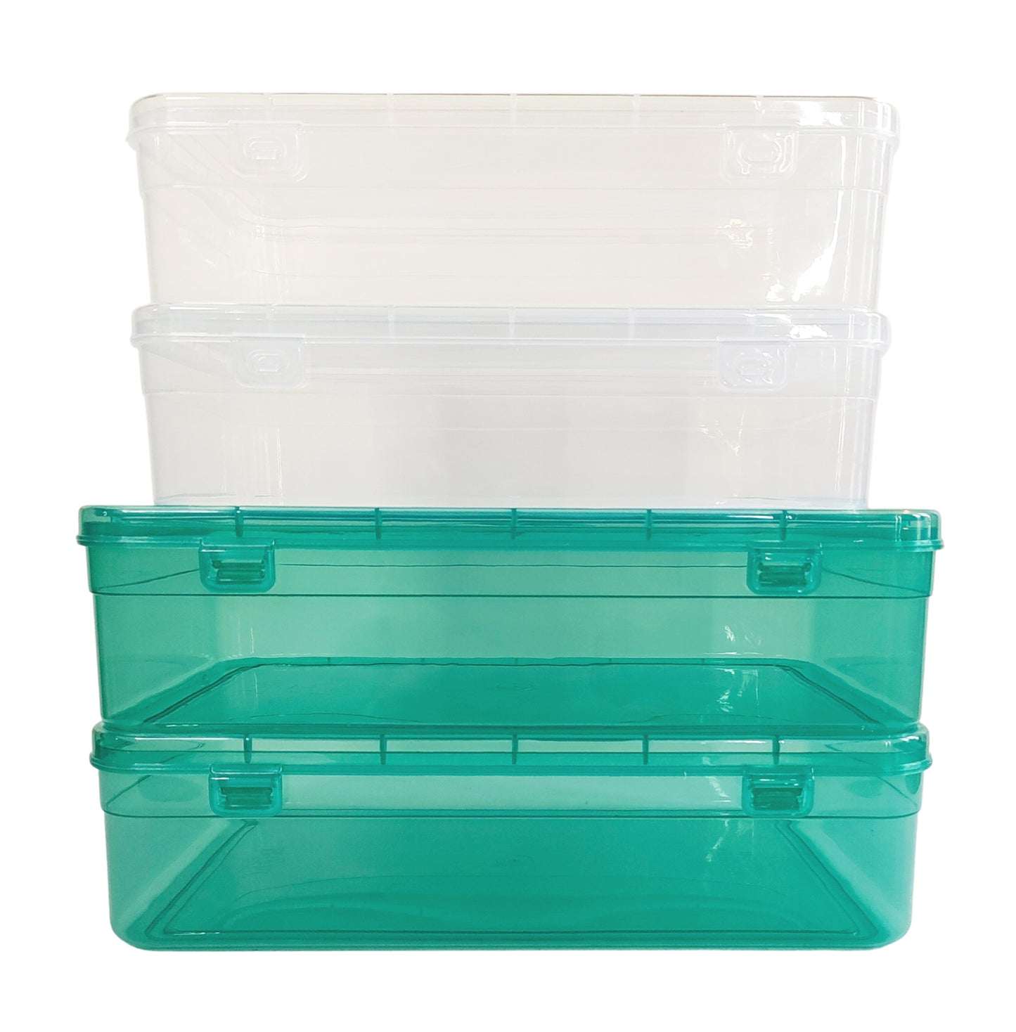 Green & White Coloured Plastic Large Storage Box front view