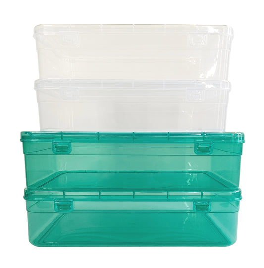 Green & White Coloured Plastic Large Storage Box front view