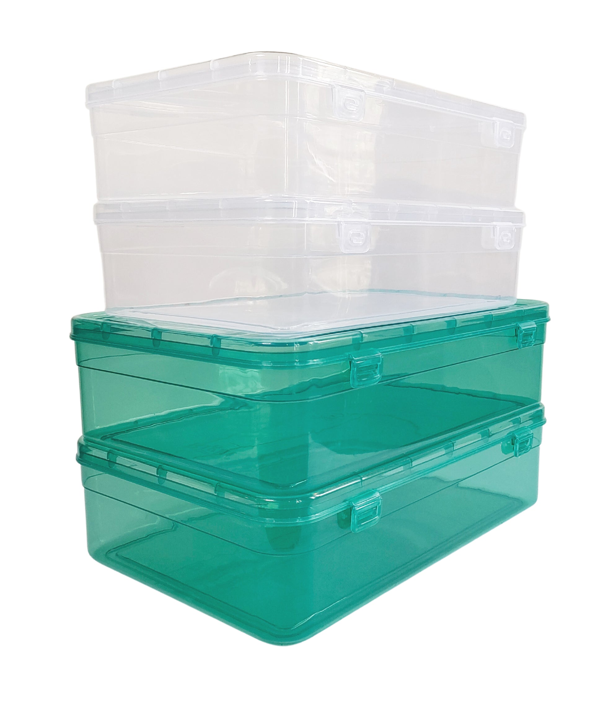 Green & White Coloured Plastic Large Storage Box side view