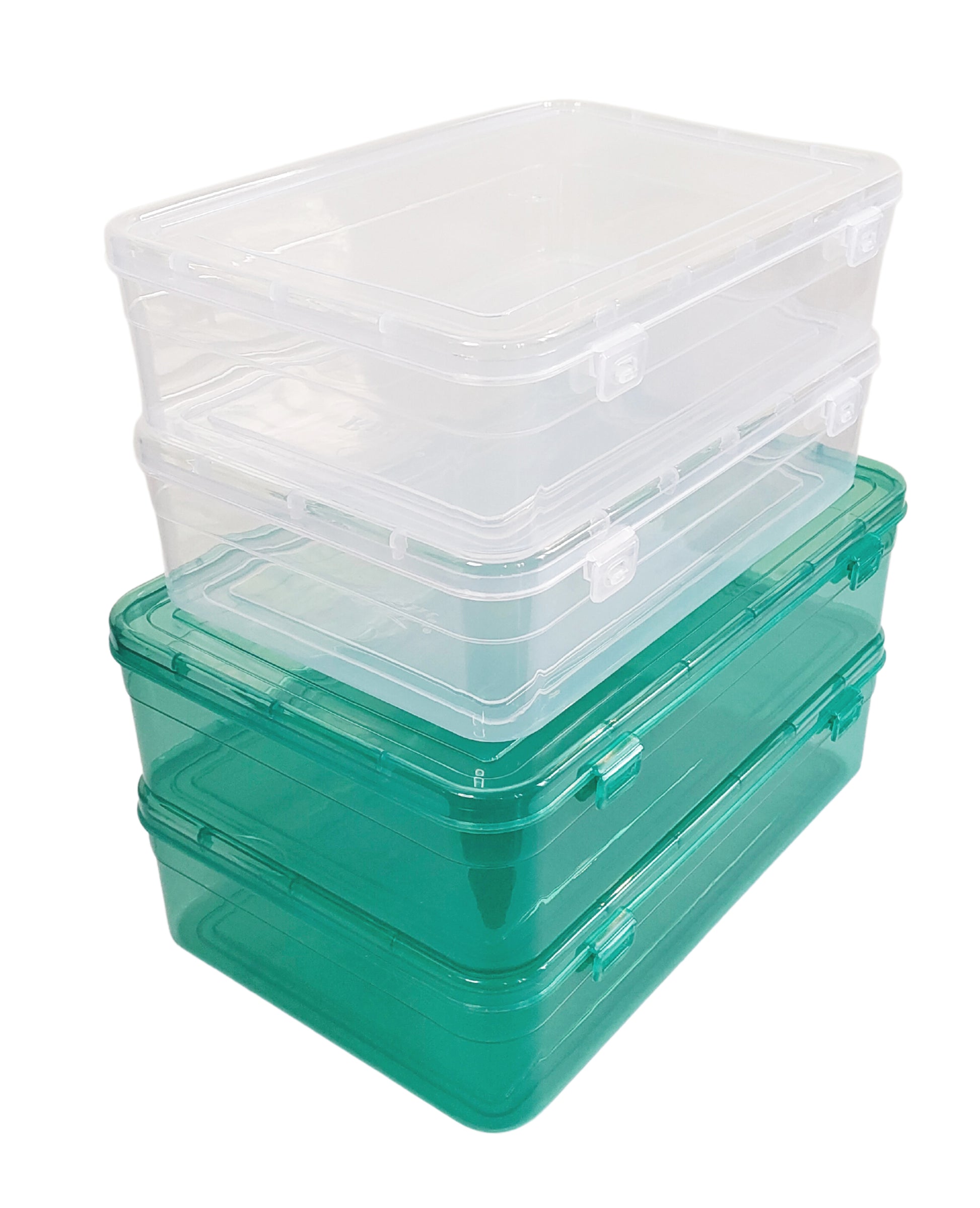 Green & White Coloured Plastic Large Storage Box side & upper  view