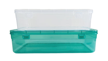 Plastic Green & white coloured Storage Box set of 2 front view