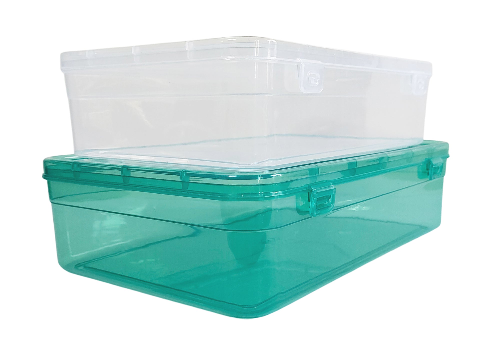 Plastic Green & white coloured Storage Box set of 2 side view