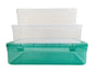 Green & white Coloured Plastic Large Storage Box set of 3 front view