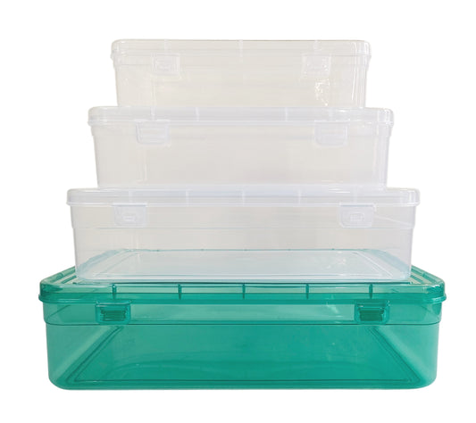 Green & White Coloured Plastic Large Storage Box front view