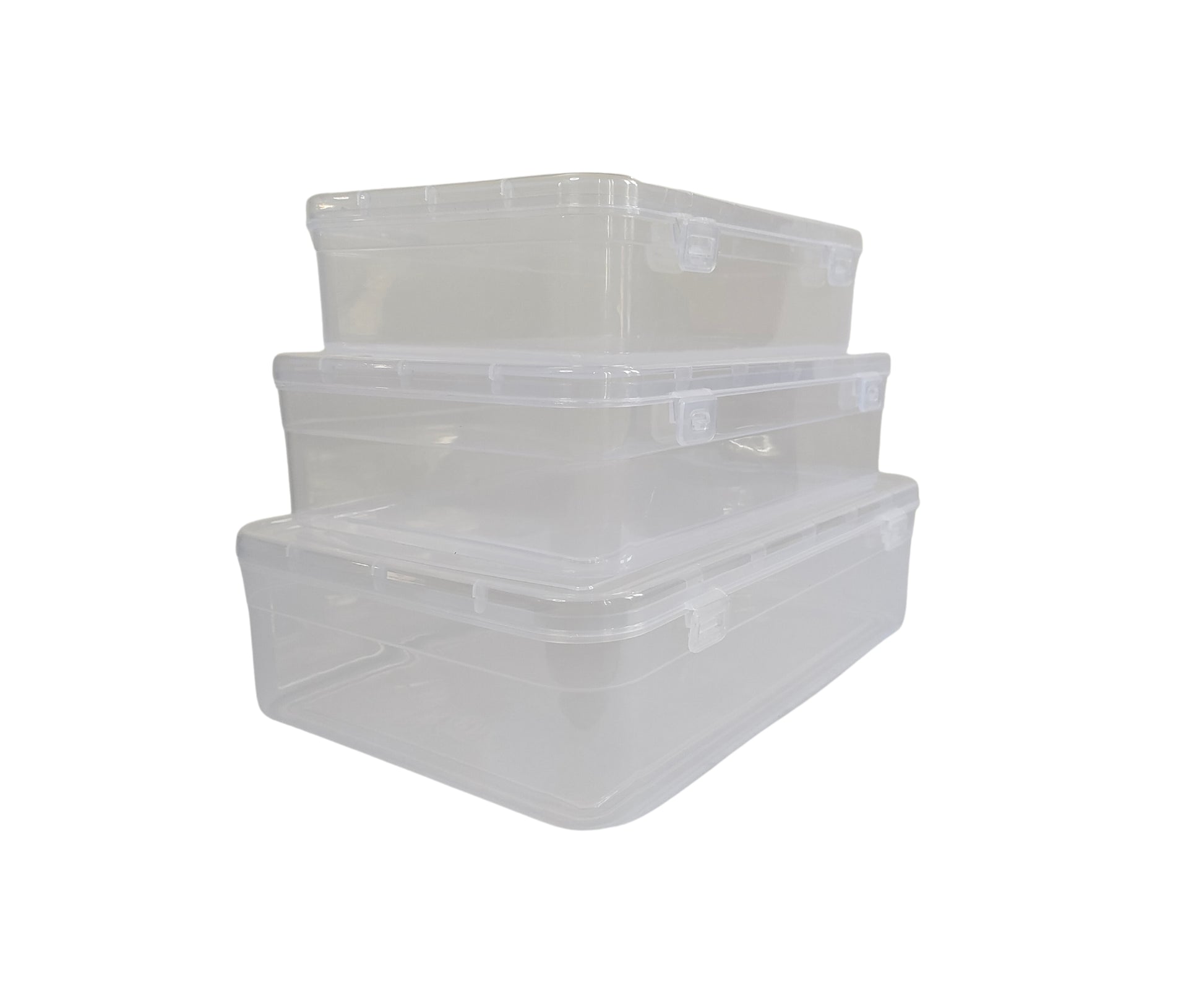 Clear Plastic Large Storage Box Small to large size side view