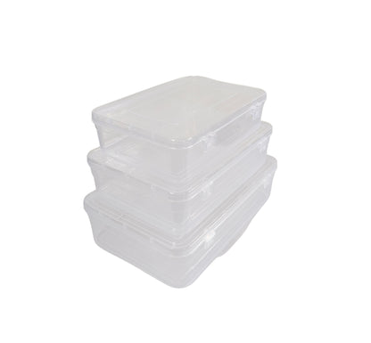 Clear Plastic Large Storage Box Small to large size side & upper view